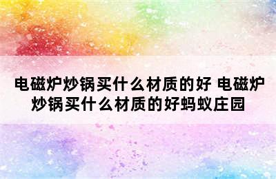 电磁炉炒锅买什么材质的好 电磁炉炒锅买什么材质的好蚂蚁庄园